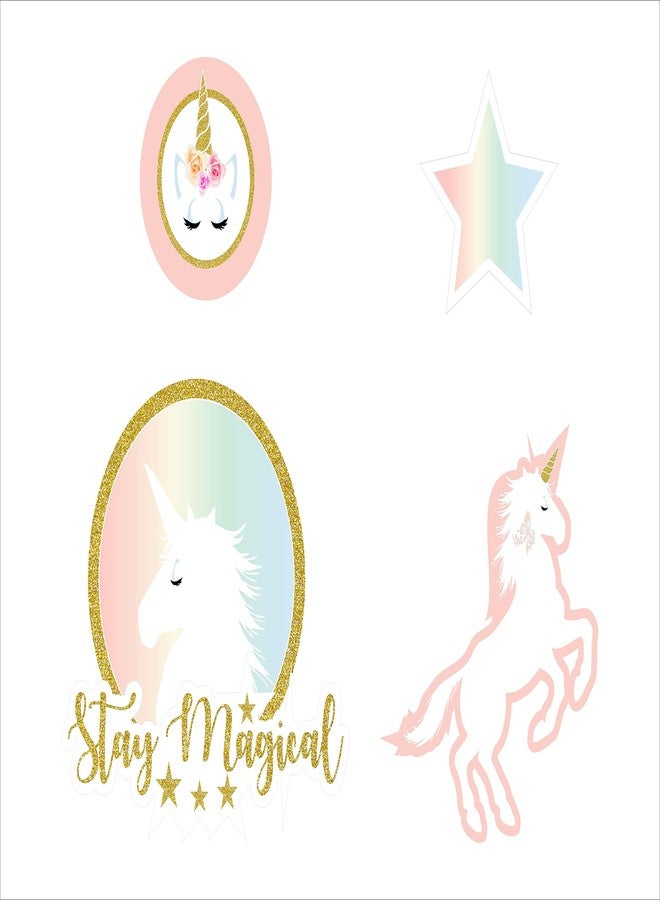 ثيم ماي بارتي زينة حفلات عيد ميلاد يونيكورن من ثيم ماي بارتي، لوازم حفلات عيد ميلاد للبنات (يونيكورن - قصاصات ورقية (عبوة من 4)) - Image 1